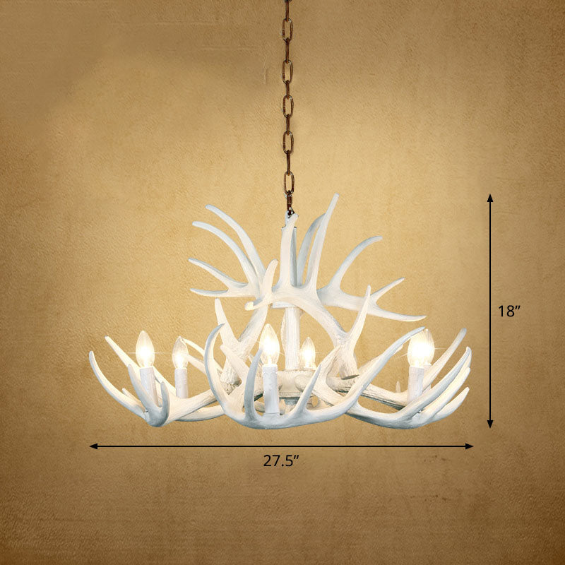 Deer Horn Resin Chandelier Lighting Classic Style Dining Room Pendant Light Fixture