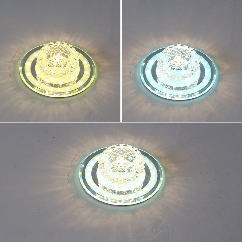 Geometric Passage LED Flush Mount Light Crystal Block Simplicity Flush Mount Ceiling Light in Clear
