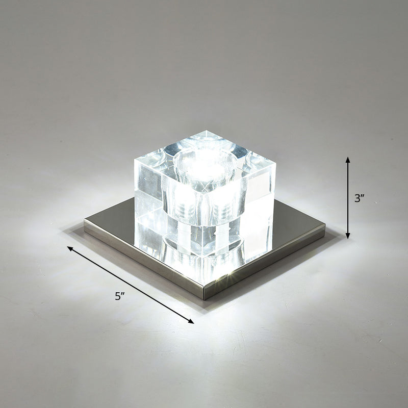 Crystal Block Mini Flush Light Modern Style Clear LED Flush Ceiling Light für Korridor