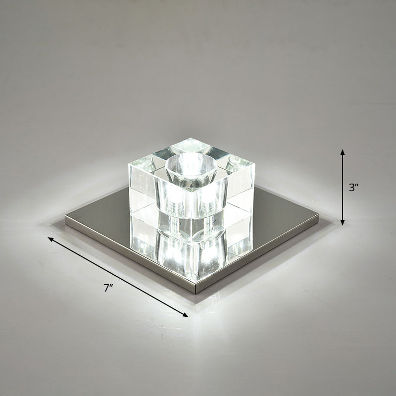 Crystal Block Mini Flush Light Modern Style Clear LED Flush Ceiling Light für Korridor