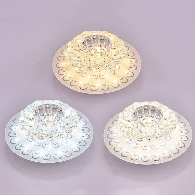 Blossom Flush Ceiling Light Contemporary Crystal Clear LED Flush Mount Lighting for Entryway