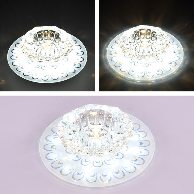 Blossom Flush Ceiling Light Contemporary Crystal Clear LED Flush Mount Lighting for Entryway