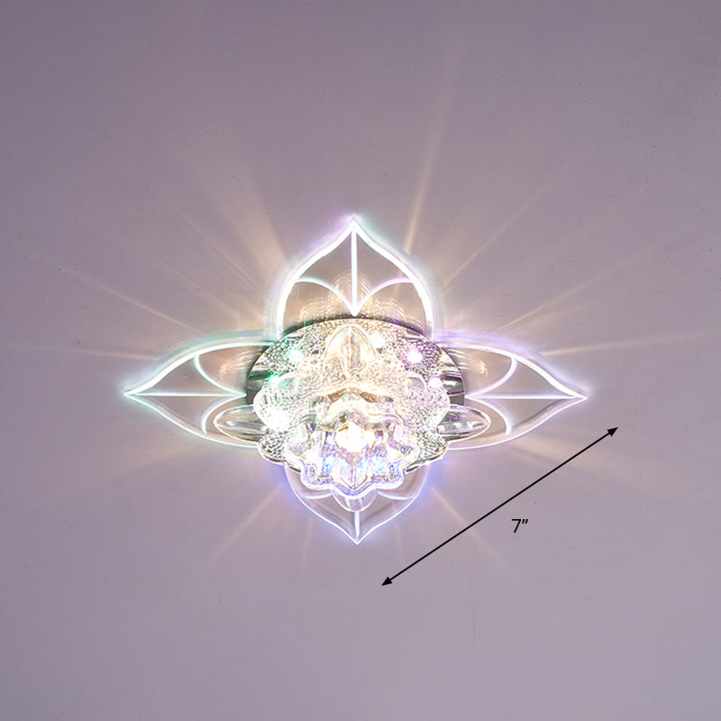 Plafonnier encastré en cristal Blossom, éclairage encastré contemporain à LED transparent pour couloir