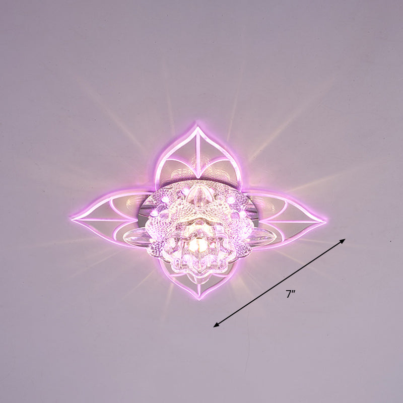 Plafonnier encastré en cristal Blossom, éclairage encastré contemporain à LED transparent pour couloir