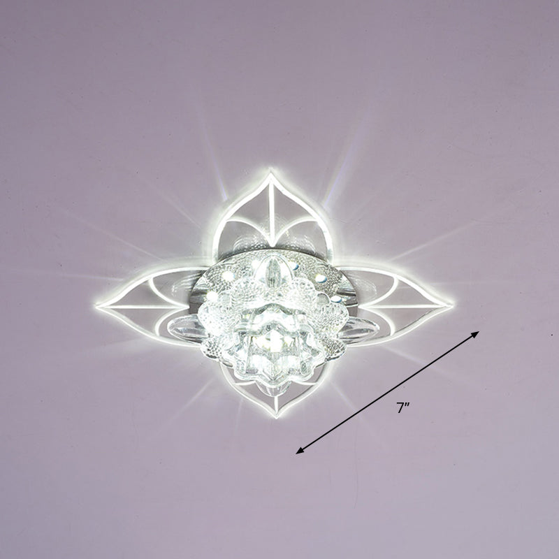 Plafonnier encastré en cristal Blossom, éclairage encastré contemporain à LED transparent pour couloir