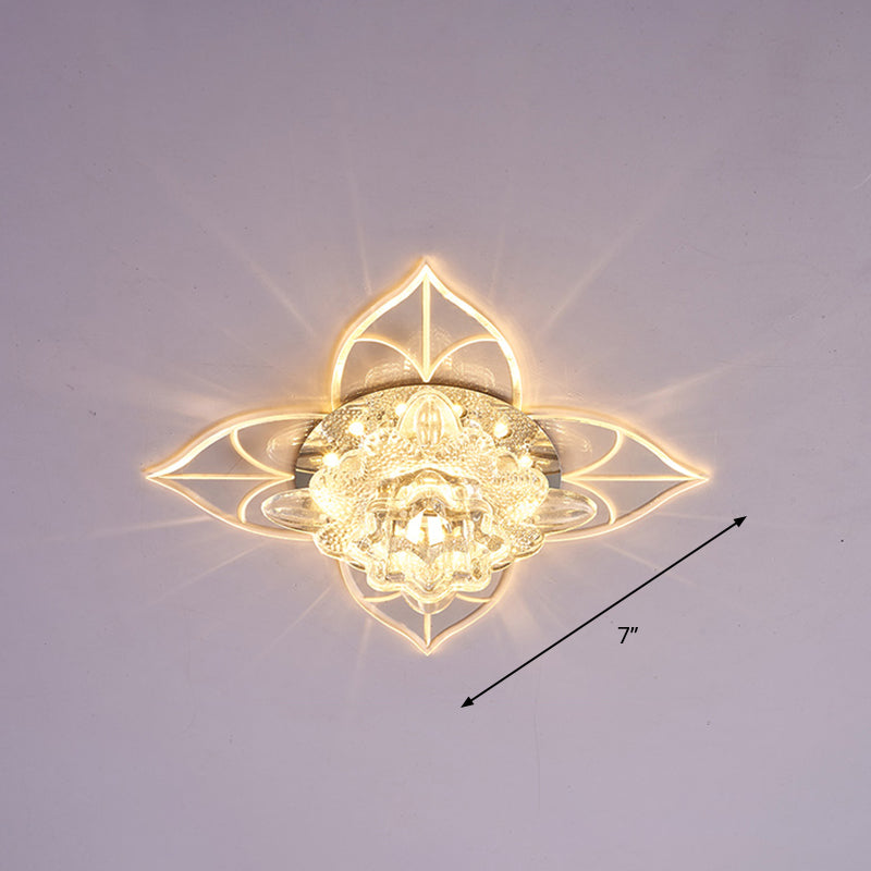 Plafonnier encastré en cristal Blossom, éclairage encastré contemporain à LED transparent pour couloir