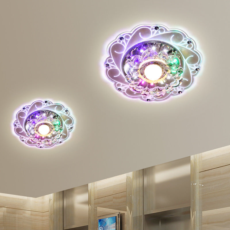 Blossom Flush Mount Lighting Minimalist Crystal Entryway LED Flush Mount Fixture in Clear
