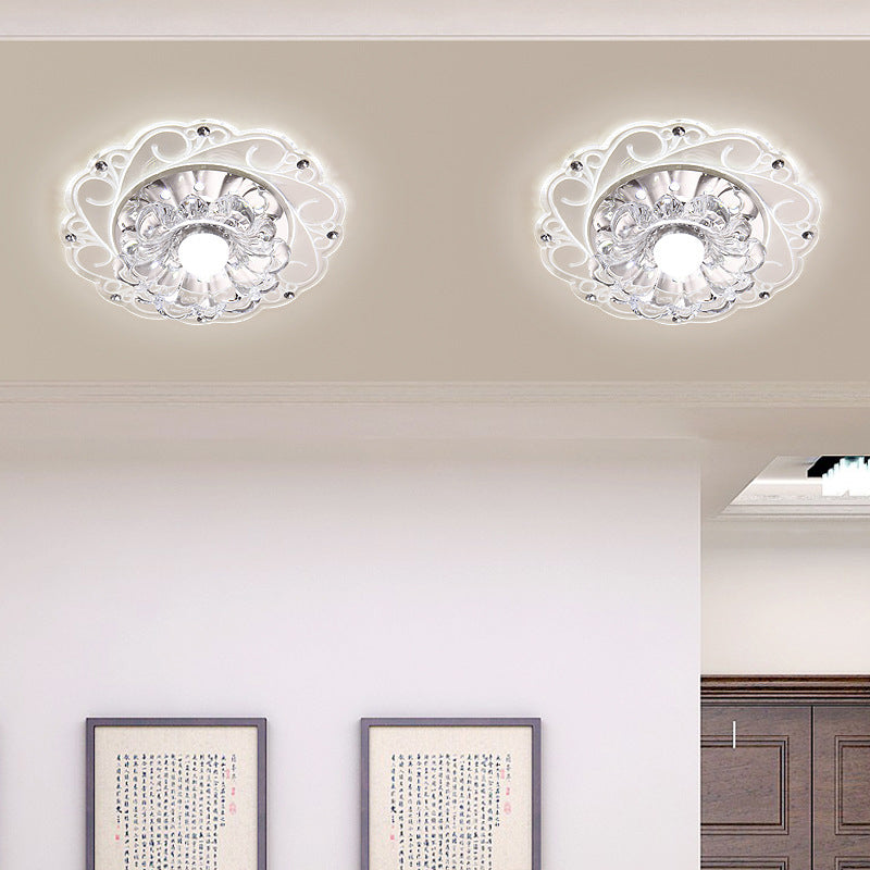 Blossom Flush Mount Lighting Minimalist Crystal Entryway LED Flush Mount Fixture in Clear