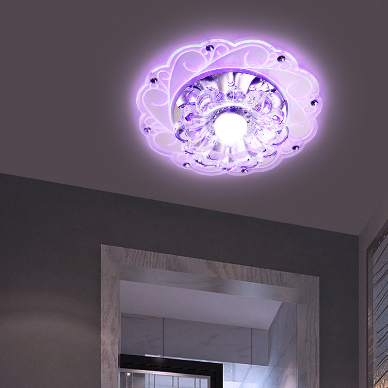 Blossom Flush Mount Lighting Minimalist Crystal Entryway LED Flush Mount Fixture in Clear