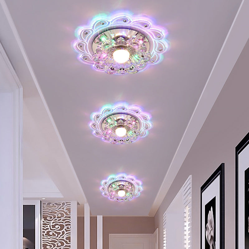 Blossom DEL Flush Mount Light Simplicité Crystal Clear Flush Mount Ceiling Light for Foyer