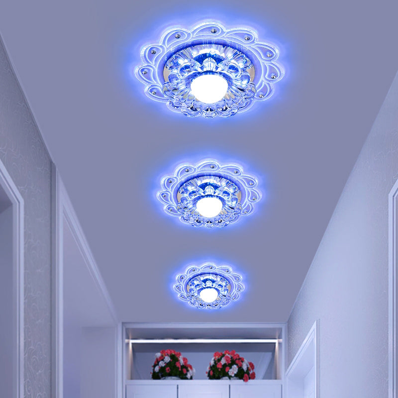 Blossom DEL Flush Mount Light Simplicité Crystal Clear Flush Mount Ceiling Light for Foyer