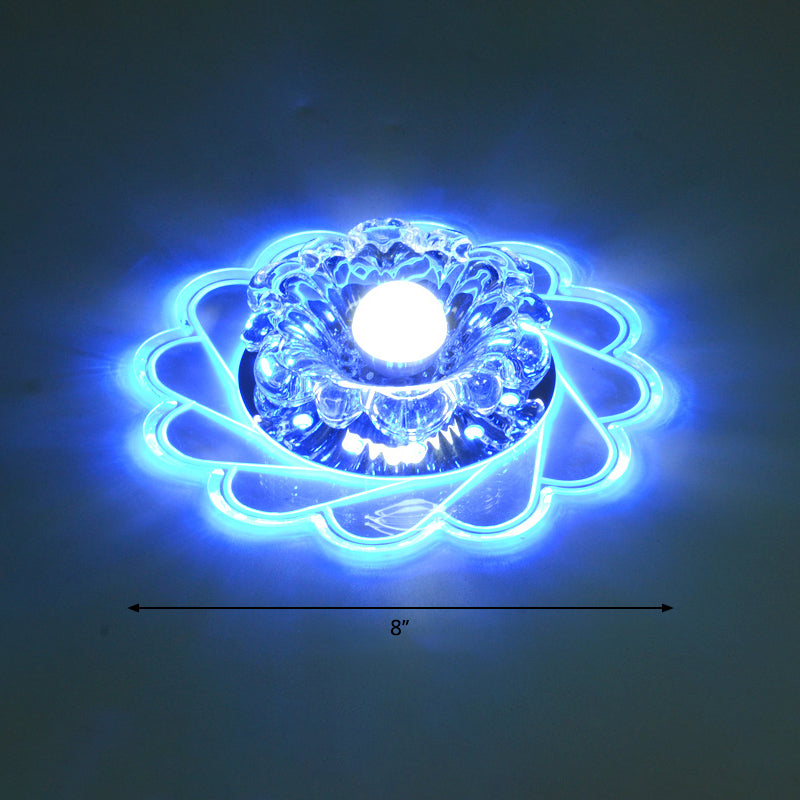 Clear Floral Flush Light Moderne Stil Crystal LED Bündig Deckenleuchte Leuchte für Hallway