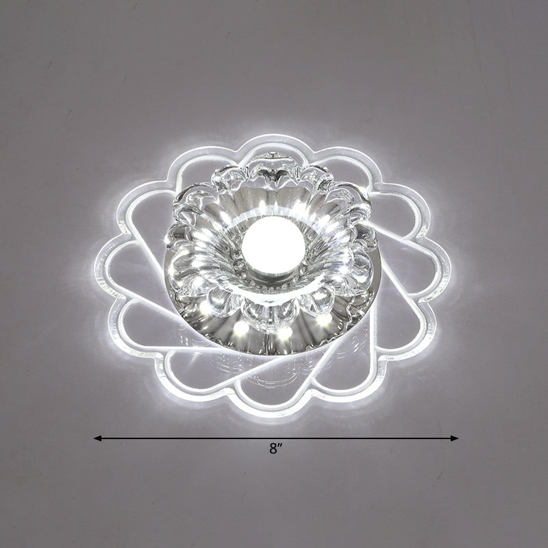 Clear Floral Flush Light Moderne Stil Crystal LED Bündig Deckenleuchte Leuchte für Hallway