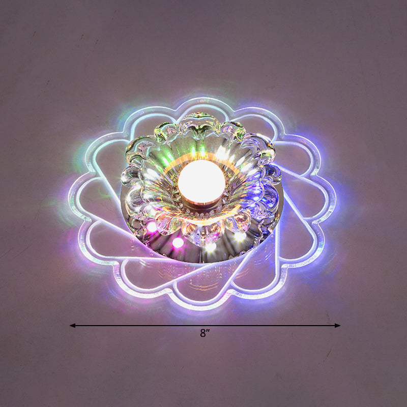 Clear Floral Flush Light Moderne Stil Crystal LED Bündig Deckenleuchte Leuchte für Hallway
