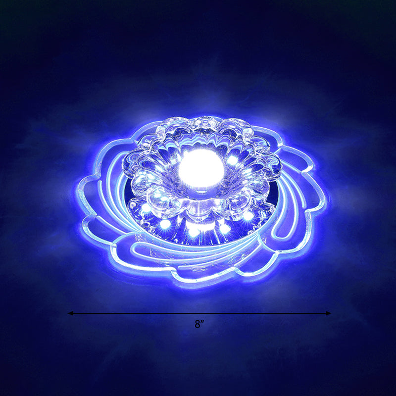 Minimalist Floral Shade Flush Mount Lighting Crystal Entryway LED Flush Mount Fixture