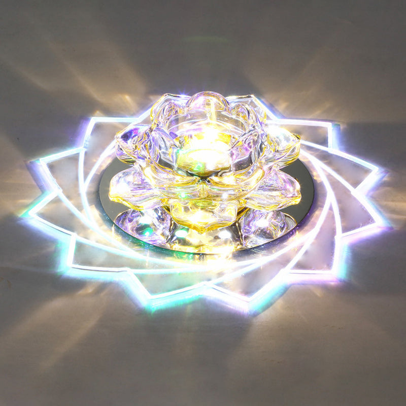 Blossom LED Flush Mount Modern Crystal Hallway Flushmount Ceiling Lighting in Clear