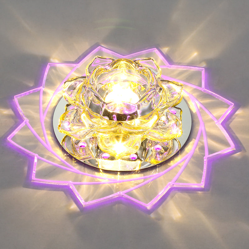 Blossom LED Flush Mount Modern Crystal Hallway Flushmount Ceiling Lighting in Clear