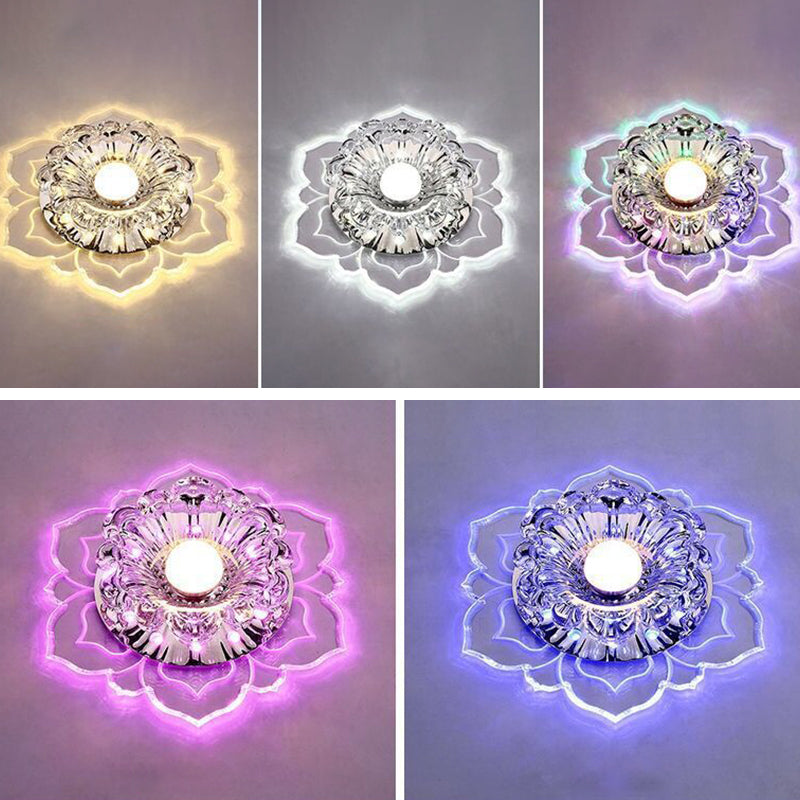 Blossom Shade Crystal Flush Light Moderne stijl Helder LED-plafondlamp voor foyer