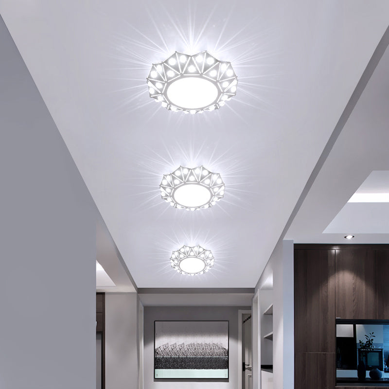 Circular Foyer Flush Light Acrylic Modern Style LED Flush Ceiling Light Fixture in White