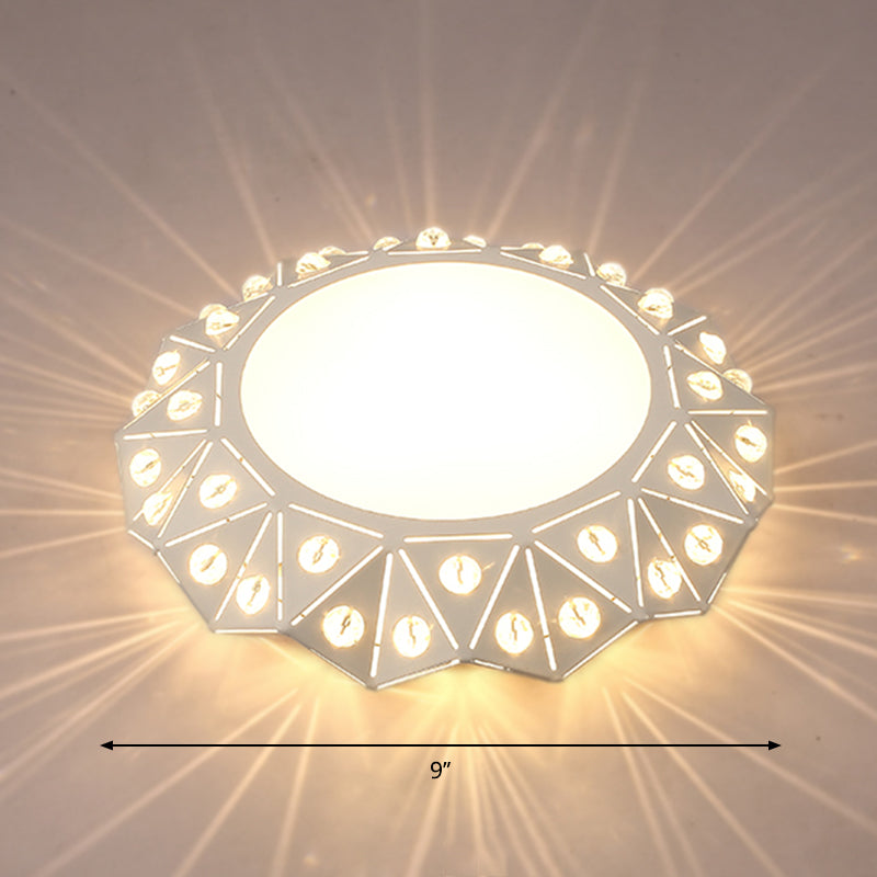 Circular Foyer Flush Light Acrylic Modern Style LED Flush Ceiling Light Fixture in White