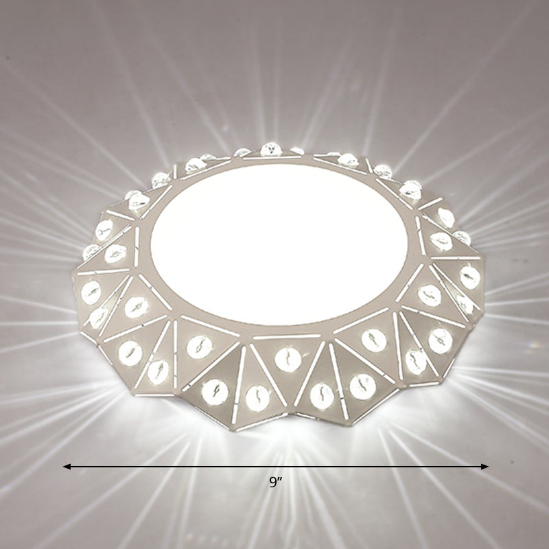 Circular Foyer Flush Light Acrylic Modern Style LED Flush Ceiling Light Fixture in White