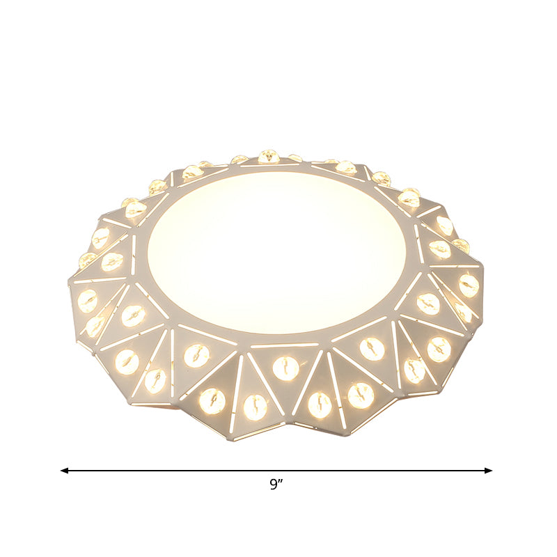 Circular Foyer Flush Light Acrylic Modern Style LED Flush Ceiling Light Fixture in White