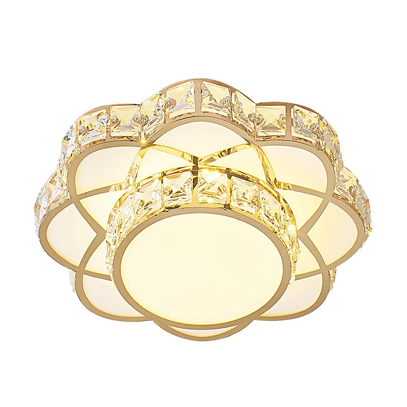 Floral Flush Plafond Licht Hedendaagse Kristal-Encrusted Gold LED Flush Mount Verlichting Fixture