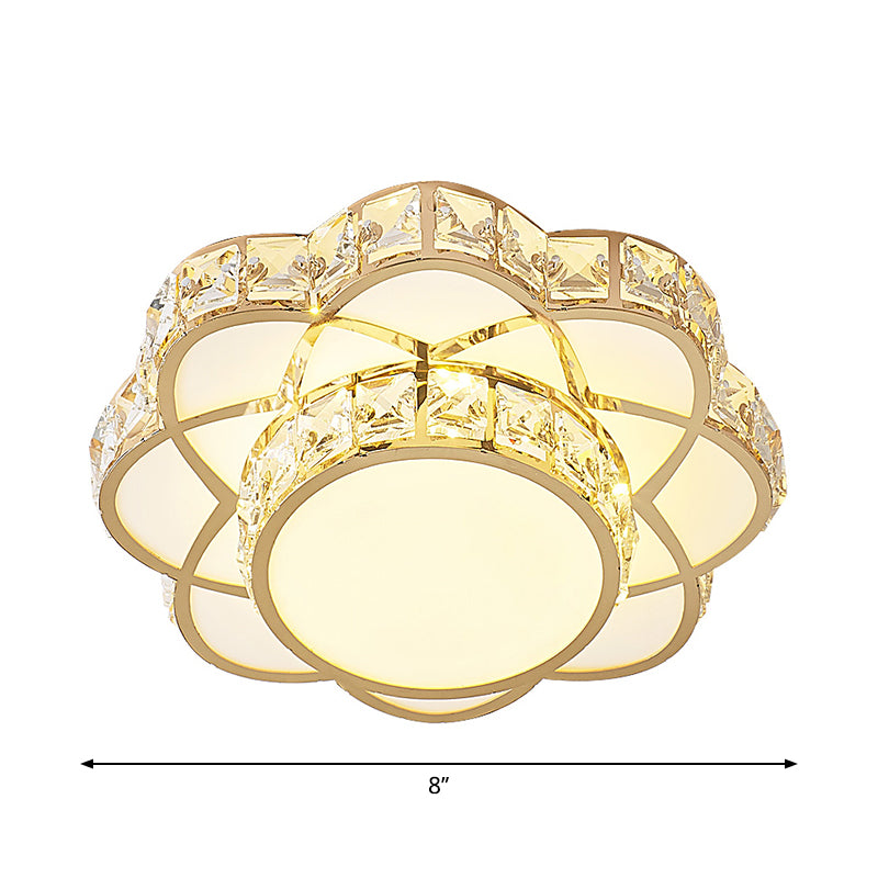 Floral Flush Plafond Licht Hedendaagse Kristal-Encrusted Gold LED Flush Mount Verlichting Fixture