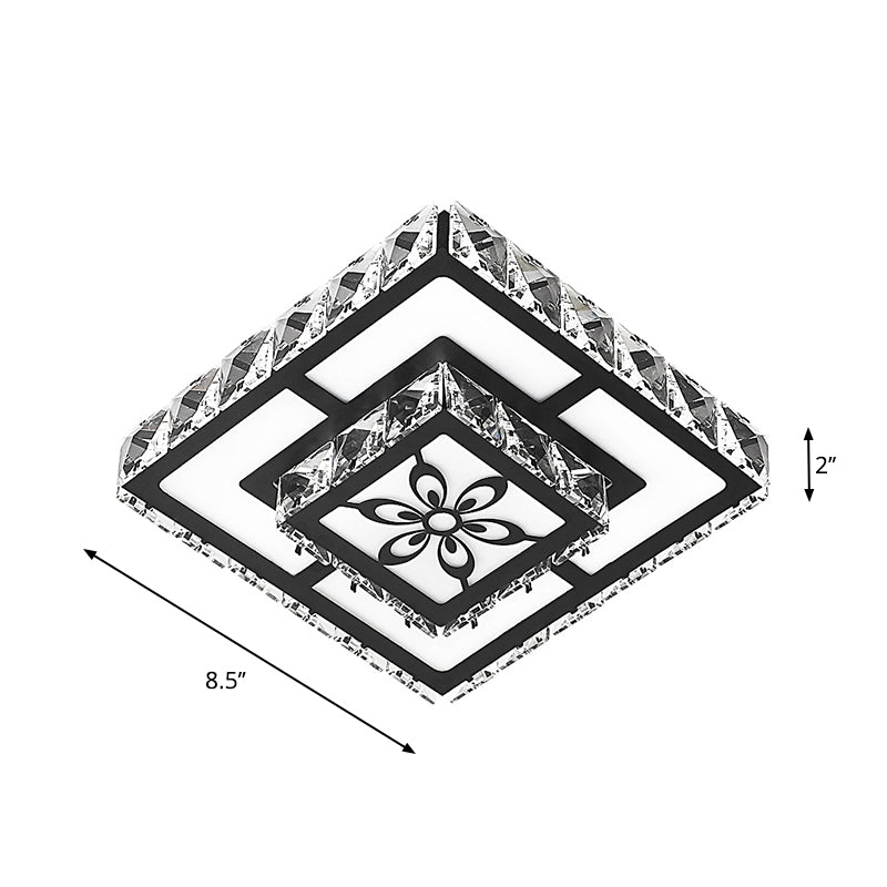 Lámpara empotrada de forma cuadrada, lámpara de techo empotrada LED de pasillo de cristal de estilo moderno