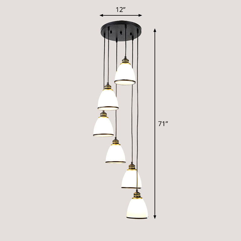 Spiral Bell Shade Trap Trap Hangende lichte crème Glas Glas Simplicity Multi Light Pendant