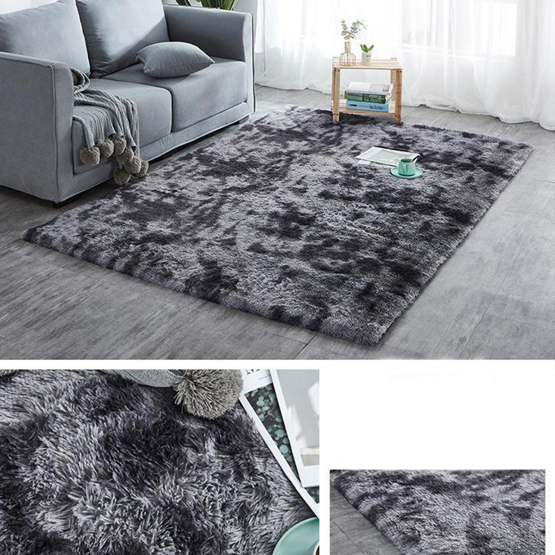 Simple Tie Dye Rug Multi Colored Plush Carpet Non-Slip Backing Pet-Friendly Washable Rug for Home