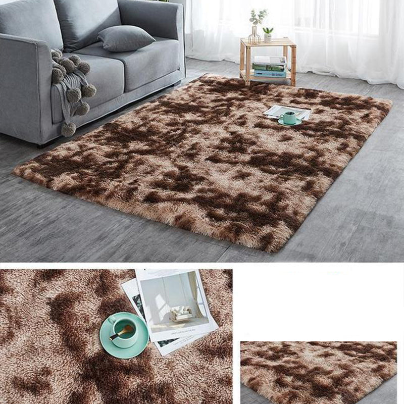 Simple Tie Dye Rug Multi Colored Plush Carpet Non-Slip Backing Pet-Friendly Washable Rug for Home
