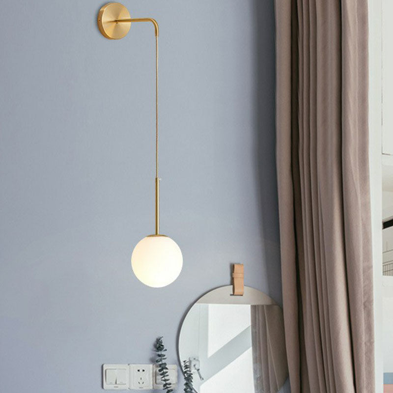 Postmodern Globe Wall Mounted Lamp Glass 1-Light Bedroom Wall Hanging Light Fixture