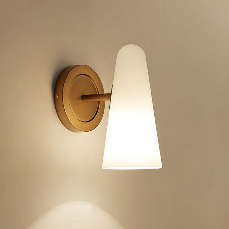1-Licht-Wohnzimmer Wandbeleuchtung Minimalismus Gold Leuchte Licht mit Kegelfrostglasschatten