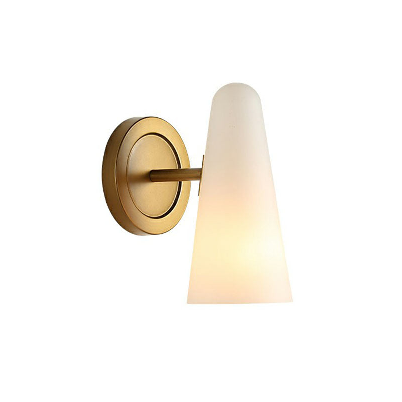 1-Licht-Wohnzimmer Wandbeleuchtung Minimalismus Gold Leuchte Licht mit Kegelfrostglasschatten