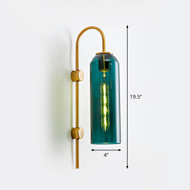 Elongated Dome Wall Sconce Light Post-Modern Glass 1-Light Corridor Wall Lamp with Gooseneck Arm