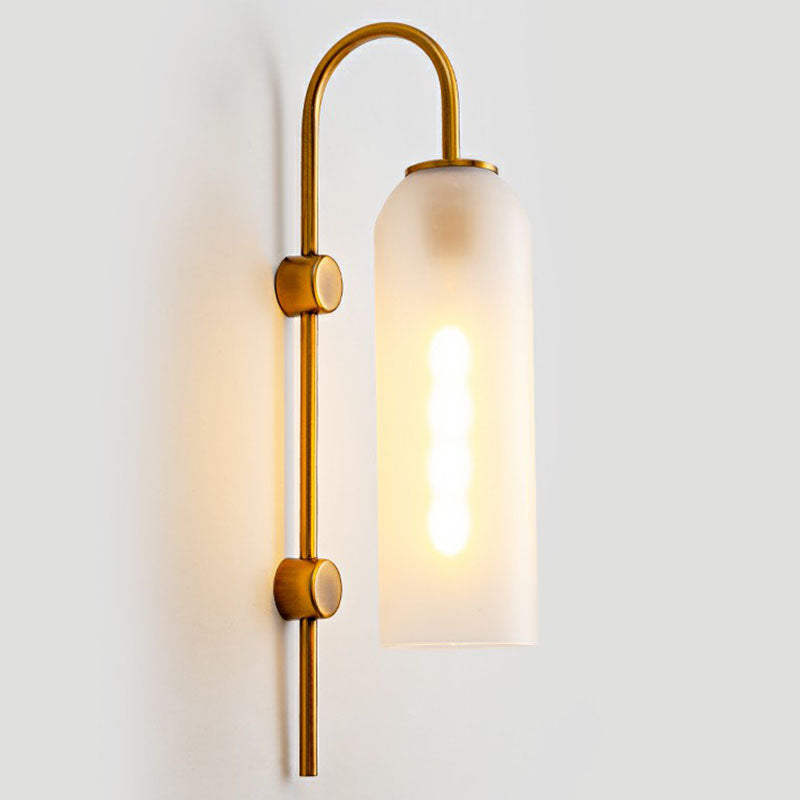 Elongated Dome Wall Sconce Light Post-Modern Glass 1-Light Corridor Wall Lamp with Gooseneck Arm