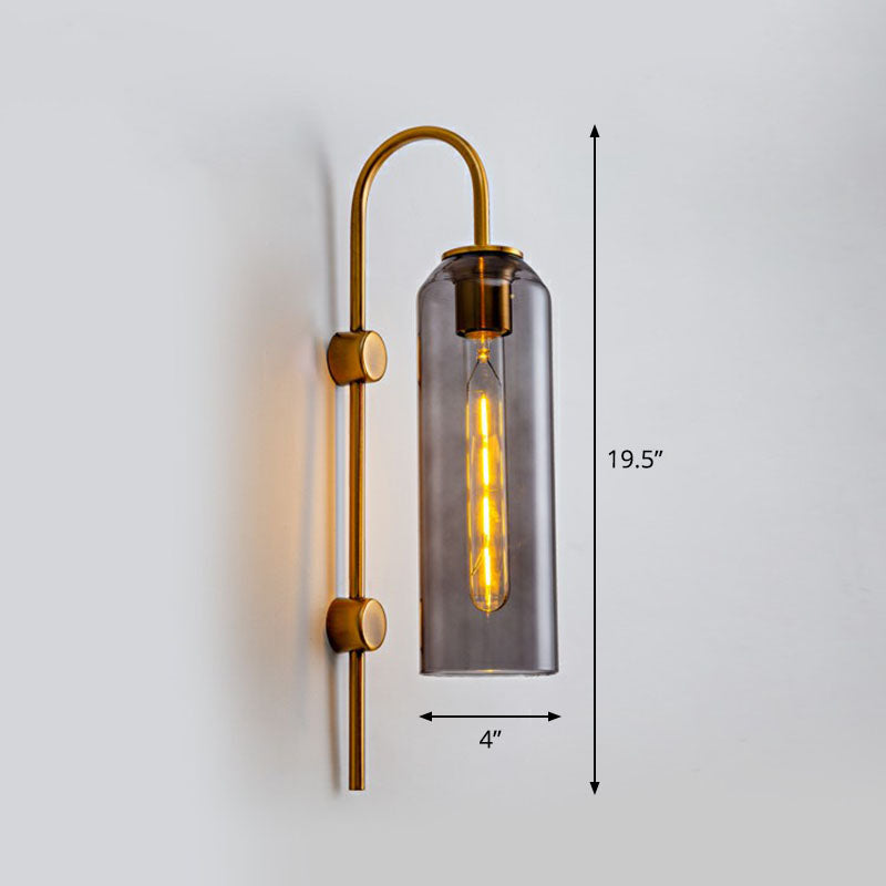 Elongated Dome Wall Sconce Light Post-Modern Glass 1-Light Corridor Wall Lamp with Gooseneck Arm