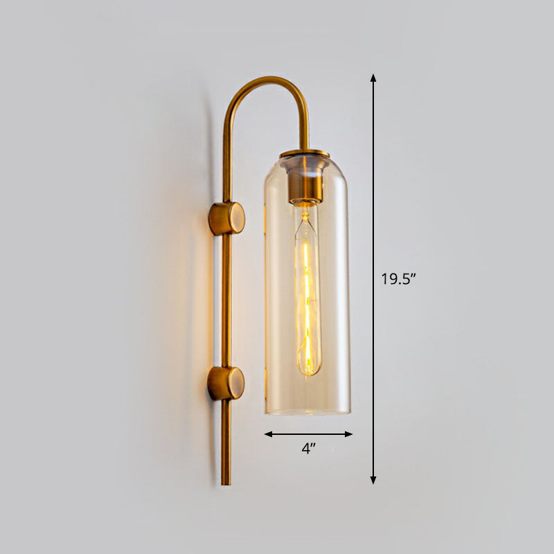 Elongated Dome Wall Sconce Light Post-Modern Glass 1-Light Corridor Wall Lamp with Gooseneck Arm