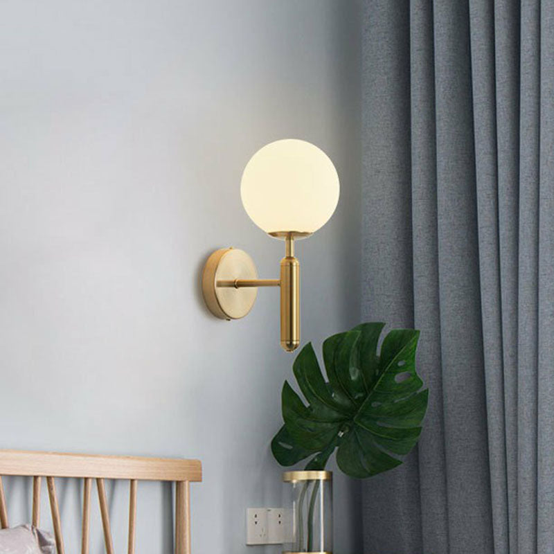 Glass Ball Mini Wall Light Kit Postmodern Single-Bulb Sconce Lighting Fixture for Bedroom