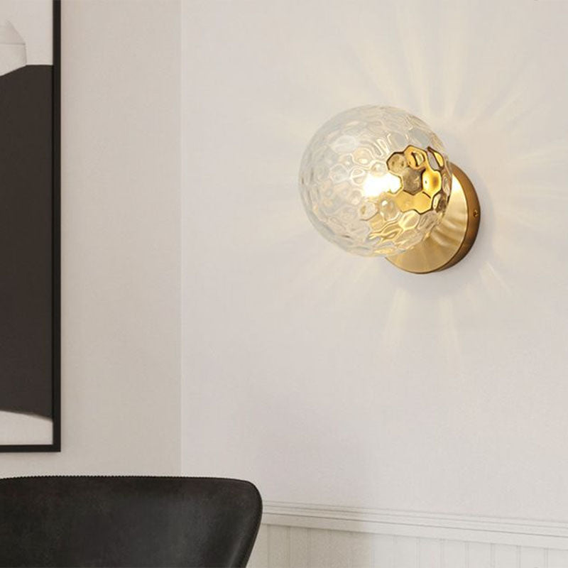 Postmodern Style Ball Wall Sconce Lamp Glass 1 Head Stairway Wall Lighting in Gold