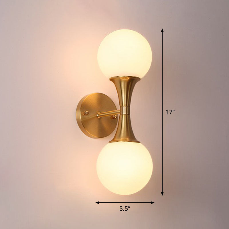Spherical Sconce Wall Lighting Postmodern Milk Glass Living Room Wall Lamp in Gold
