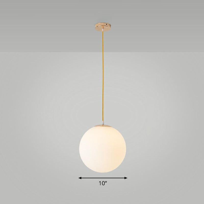 White Glass Spherical Suspension Lighting Minimalism 1 Head Ceiling Pendant Light over Table