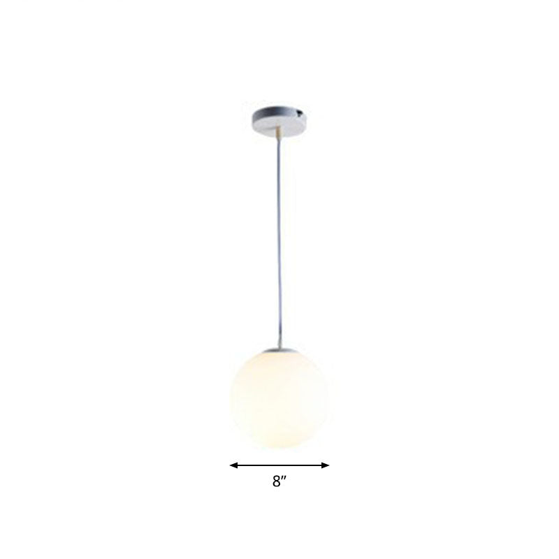 Opaque Glass Spherical Hanging Lamp Modern 1 Head White Pendant Lighting for Dining Room