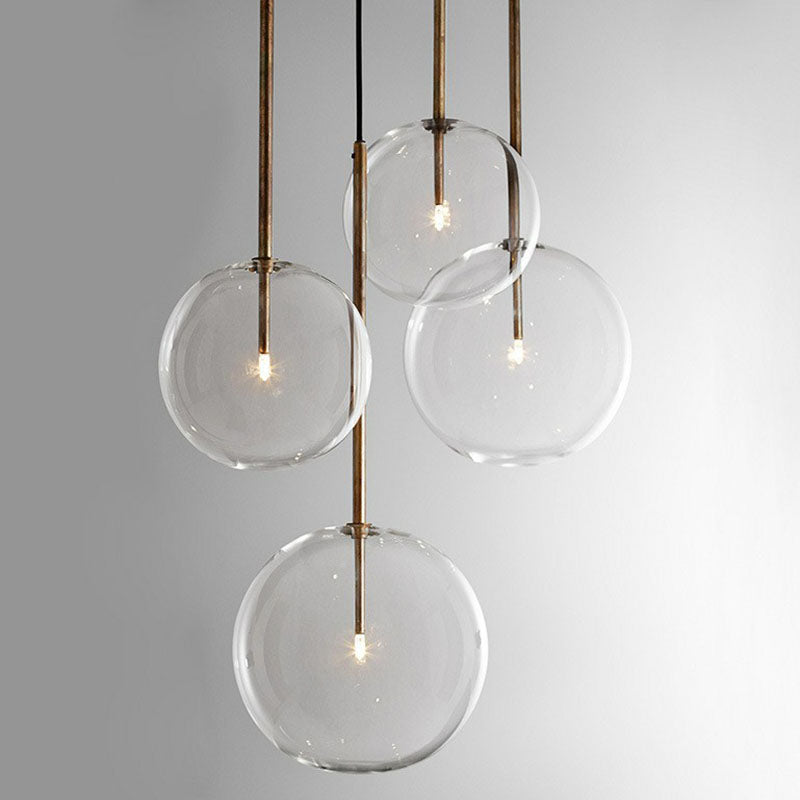 Hand-Blown Glass Globe Hanging Lamp Minimalism 1 Light Gold Finish Ceiling Pendant