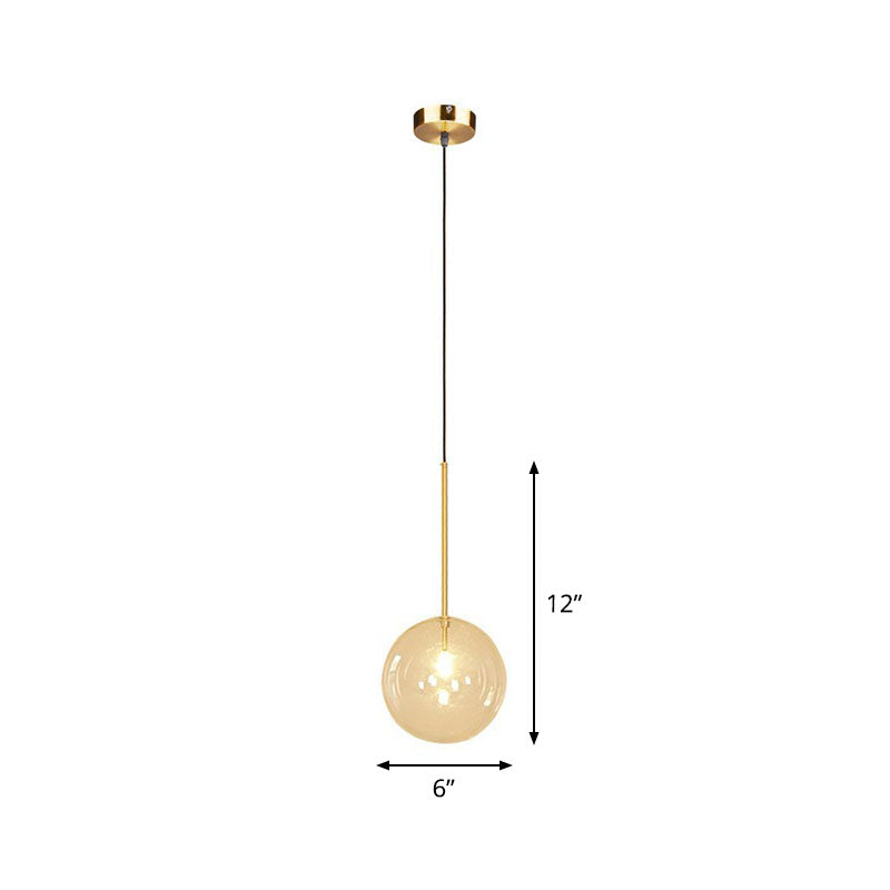 Hand-Blown Glass Globe Hanging Lamp Minimalism 1 Light Gold Finish Ceiling Pendant