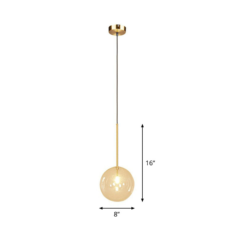 Hand-Blown Glass Globe Hanging Lamp Minimalism 1 Light Gold Finish Ceiling Pendant
