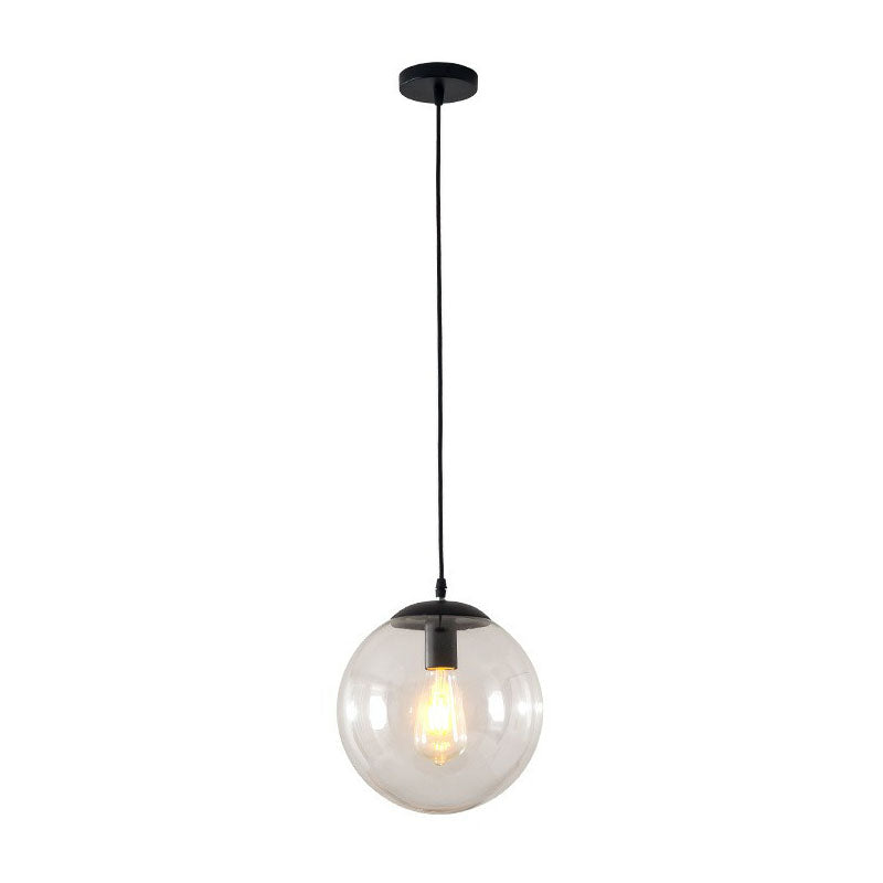 Sphere Restaurant Ceiling Suspension Lamp Glass Single-Bulb Simple Pendant Light in Black