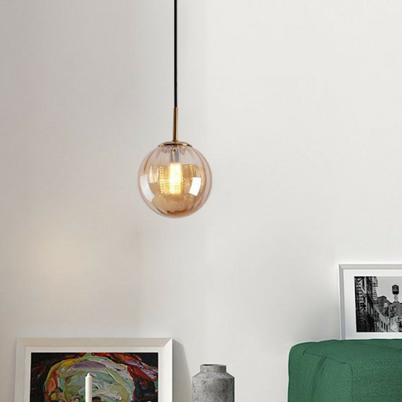 Multi-Color Glass Ball Pendulum Light Contemporary 1 Head Ceiling Pendant over Dining Table