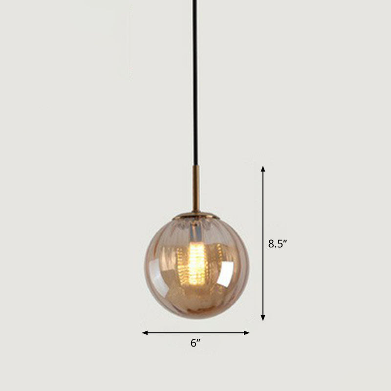 Multi-Color Glass Ball Pendulum Light Contemporary 1 Head Ceiling Pendant over Dining Table